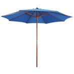 vidaXL Parasol met houten paal 300x258 cm blauw, Verzenden, Nieuw, 3 tot 4 meter