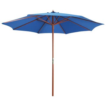 vidaXL Parasol met houten paal 300x258 cm blauw, Verzenden, Nieuw, 3 tot 4 meter
