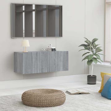 vidaXL Tv-meubel 80x30x30 cm bewerkt hout grijs sonoma, Verzenden, Nieuw, 50 tot 100 cm, Minder dan 100 cm