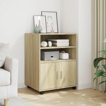 vidaXL Rolkast 60x48x81 cm bewerkt hout sonoma eikenkleurig, Verzenden, Nieuw
