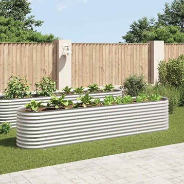 vidaXL Plantenbak verhoogd 400x80x81 cm gegalvaniseerd staal, Verzenden, Nieuw, Metaal, 60 tot 100 cm