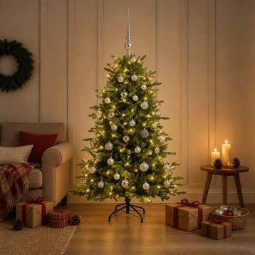 vidaXL Kunstkerstboom met kerstbal 120 cm 150 LEDs Warmwit, Verzenden, Nieuw