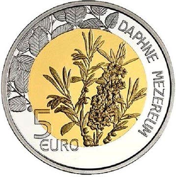 Luxemburg. 5 Euro 2022 Daphne Mezereum (Zonder, Postzegels en Munten