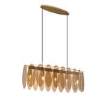 Art Deco hanglamp goud met amber glas ovaal 5-lichts -, Huis en Inrichting, Lampen | Hanglampen, Verzenden, Nieuw, Glas, Art Deco