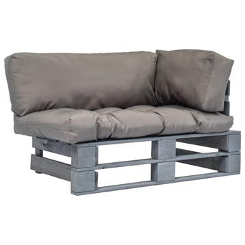 vidaXL Tuinbank pallet met grijze kussens grenenhout, Verzenden, Nieuw