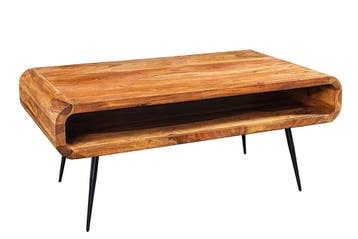 Massief houten salontafel ALPHA 90 cm bruin sheesham stenen, Ophalen of Verzenden, Nieuw
