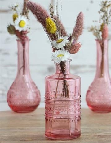 Gekleurd glazen flesje porto soft roze ø7,5 cm h14,5 per, Hobby en Vrije tijd, Ophalen of Verzenden, Nieuw