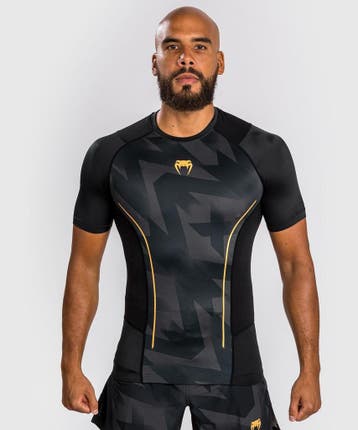 Venum Razor Rash Guard Korte Mouwen Zwart Goud, Zwart, Vechtsport, Nieuw, Ophalen of Verzenden