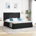 vidaXL Opslag bed met matras met hoofdeinde Zwart 200 x 200, Verzenden, Nieuw, Zwart, Stof
