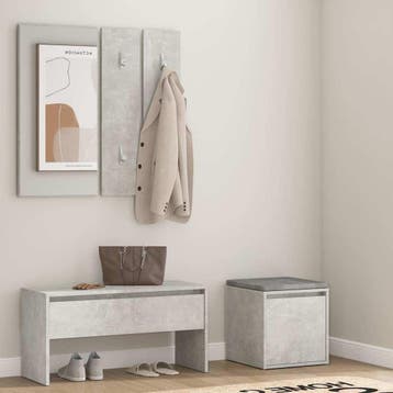 vidaXL Garderobe set bewerkt hout betongrijs, Verzenden, Nieuw