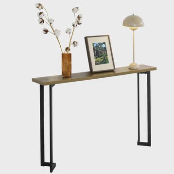 Vintage Console Tafel Metaal & Hout-Look - Smalle Hal Tafel, Verzenden, Nieuw