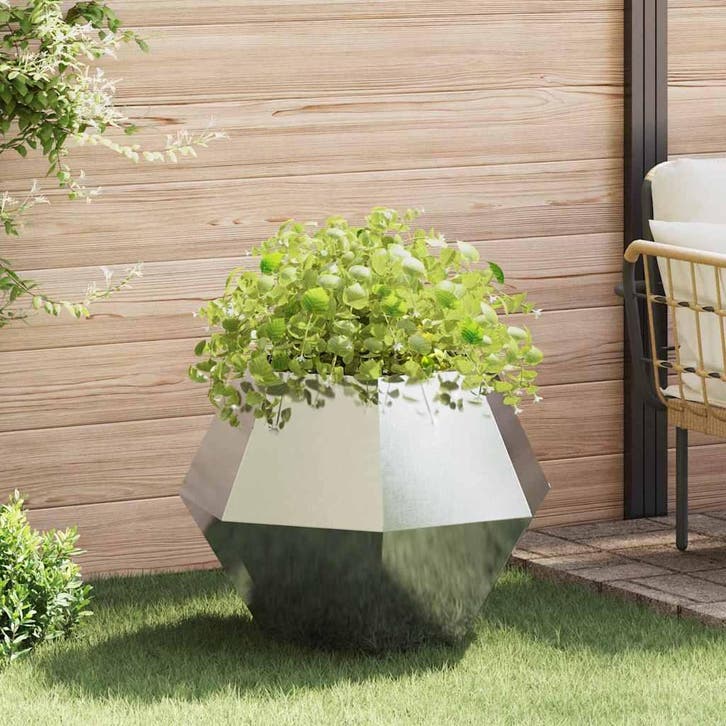 vidaXL Plantenbak Zilver 75 x 75 x 60 cm Roestvrij staal, Tuin en Terras, Bloembakken en Plantenbakken, 60 tot 100 cm, Nieuw, Metaal