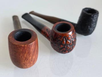 Trzy kolekcjonerskie fajki wrzocowe vintage – Dr. Hardy, Nieuw