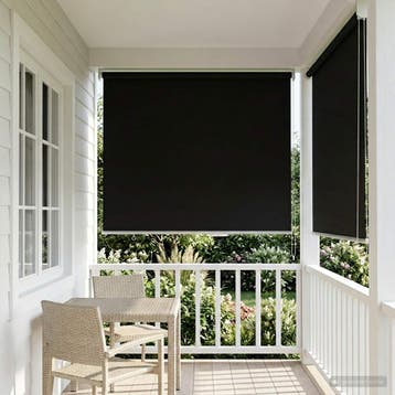 vidaXL Buitenrolgordijn UV-bescherming Zwart 100 x 230 cm (B, Verzenden, Nieuw, Zwart