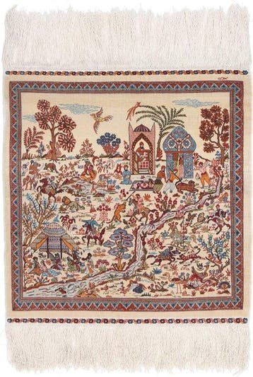 Silk Hereke Signed Carpet with Pictorial Hunting Design -, Nieuw