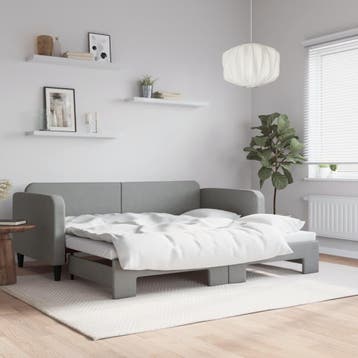vidaXL Slaapbank met onderschuifbed 90x200 cm stof, 90 cm, Eenpersoons, Verzenden, Nieuw