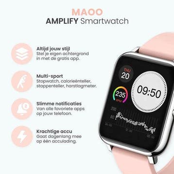 2dekans | MAOO Amplify Smartwatch – Incl. Screenprotector –, Ophalen of Verzenden, Zo goed als nieuw