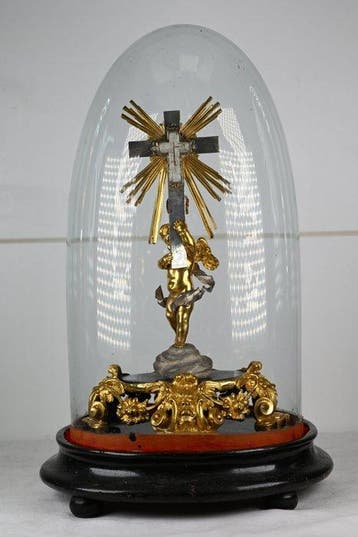 Antiek Reliekhouder - Glas, Hout, Messing - 1800-1850 - Ware, Antiek en Kunst