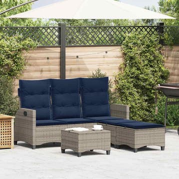 vidaXL 3-delige Tuinbankstel met kussens L-vormig poly, Verzenden, Nieuw