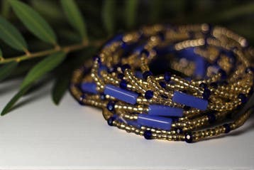 Waist Beads / Afrikaanse Heupketting - IFUEKO - Blauw  (elas, Ophalen of Verzenden, Nieuw