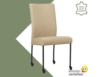 Leren eetkamerstoel Comfort met wieltjes - Toledo Mastic, Huis en Inrichting, Stoelen, Bruin, Nieuw, Leer, Ophalen of Verzenden