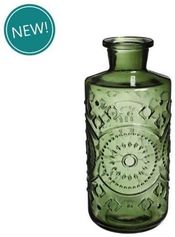 Gekleurde glazen fles berlin dark groen ook geschikt als, Ophalen of Verzenden, Nieuw