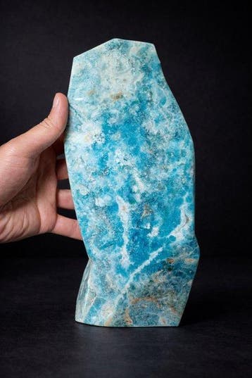 Ocean Blue Aragonite Freeform met Natural Beige Achterzijde