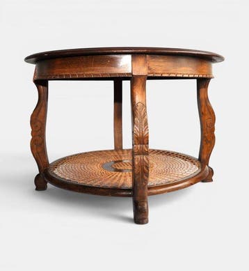 Tafel - Glas, Rattan, Hout