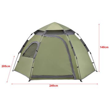 [pro.tec] Tent Nybro automatisch 240x205x140 cm donkergroen, Caravans en Kamperen, Tenten, Verzenden, Nieuw