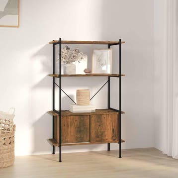 vidaXL Opbergrek 4-laags met kast 80x40x130 cm staal en, Huis en Inrichting, Minder dan 50 cm, Verzenden, 100 tot 150 cm, Nieuw