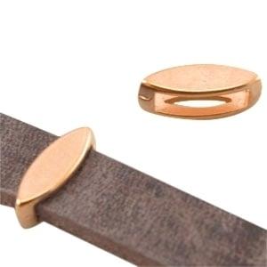 1 x DQ metaal schuiver ovaal (voor DQ leer plat 10mm) Ros..., Ophalen of Verzenden, Nieuw, Kraal