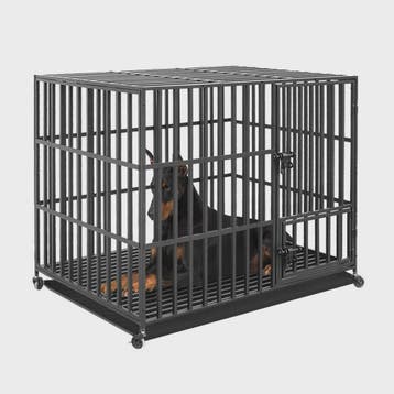 Robuuste Metalen Hondenkennel met 3 Deuren, Wielen en Uitnee, Verzenden, Nieuw