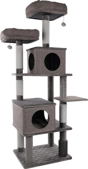 Krabpaal Flamingo Aurora Grijs – Grote Krabpaal met Katte., Verzenden, Nieuw, Krabpaal