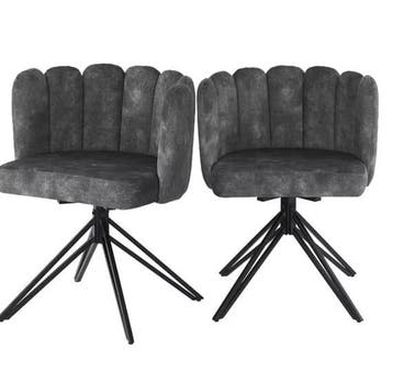 Set van 2 Draaibare Eetkamerstoelen – Fluweel en Metaal, Verzenden, Nieuw