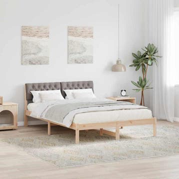 vidaXL Bedframe Bruin en taupe 135 x 190 cm Massief, Bruin, Verzenden, Nieuw, Twijfelaar