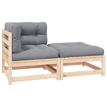 vidaXL 2-delige Loungeset met kussens massief grenenhout, Verzenden, Nieuw, Loungeset