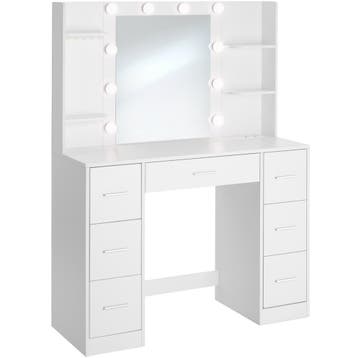 Make-uptafel Charlotte met ledverlichting en oplaadstation, Verzenden, Nieuw