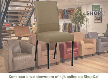 Leren eetkamerstoel Real - Granada Taupe (taupe/bruin) -, Huis en Inrichting, Stoelen, Bruin, Nieuw, Ophalen of Verzenden, Eén