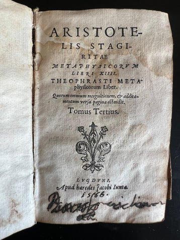 Aristotele - Aristotelis stagiritae Metaphysicorum - 1566, Antiek en Kunst, Antiek | Boeken en Bijbels