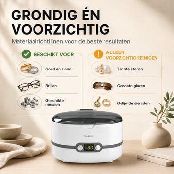 Nedis Ultrasone Juwelenreiniger - Netvoeding - 230 V AC 50 H, Huis en Inrichting, Verzenden, Zo goed als nieuw