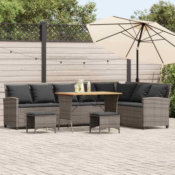 vidaXL 4-delige Tuinbankstel met kussens L-vormig poly, Verzenden, Nieuw