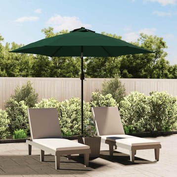 vidaXL Zweefparasol met LED 3,5 m groen, Verzenden, Nieuw, 3 tot 4 meter, Zweefparasol