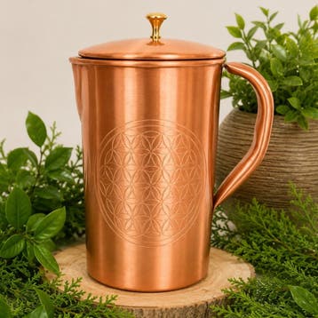 Puur koperen kan met gegraveerd Flower of Life motief ± 1,5, Ophalen of Verzenden, Nieuw