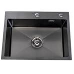 Spoelbak | Wasbak | Gootsteen | 59x44x20 | Zwart | Kraangat, Huis en Inrichting, Keuken | Keukenelementen, Verzenden, Nieuw