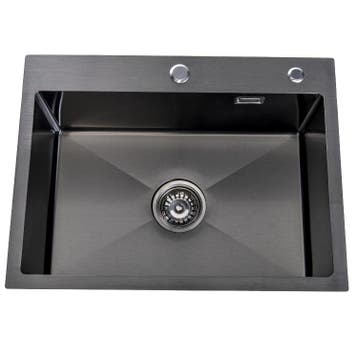 Spoelbak | Wasbak | Gootsteen | 59x44x20 | Zwart | Kraangat, Huis en Inrichting, Keuken | Keukenelementen, Verzenden, Nieuw