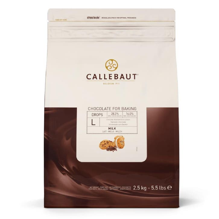 Callebaut Bakvaste Chocolade Druppels L Melk 2,5 kg., Hobby en Vrije tijd, Taarten en Cupcakes maken, Nieuw, Verzenden