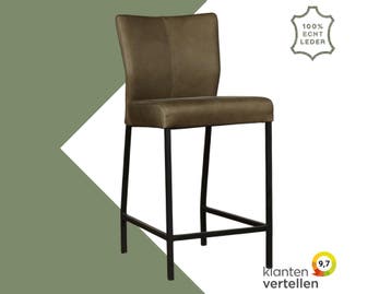 Leren barkruk Revolt laag - Rancho Green (olijf/groen) -, Nieuw, Leer, Ophalen of Verzenden, 90 cm of meer