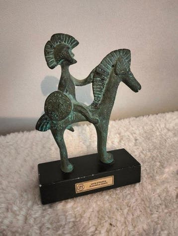 Beeldje, Statuette Bronze Vintage Arte Etrusca - Guerrier