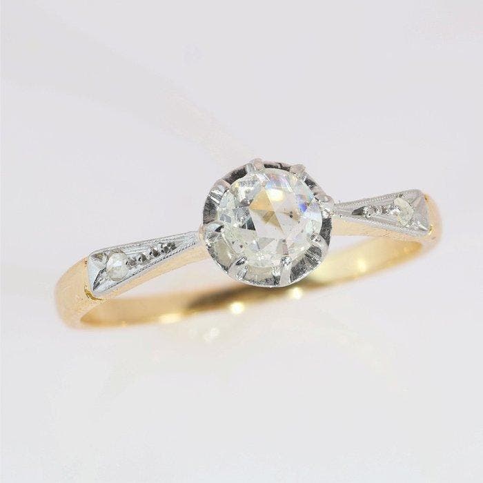 Ring - 18 karaat Geel goud - Diamant - Vintage Art Deco uit, Sieraden, Tassen en Uiterlijk, Ringen