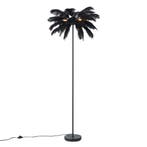 Art Deco vloerlamp zwart met zwarte veren - Peahen, Verzenden, Nieuw, Art Deco